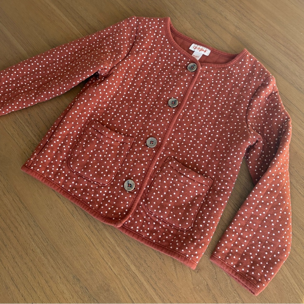 Cat & Jack Rust Orange Polka Dot Cardigan